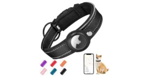 Kardition Padded Dog Collar with Secure AirTag Holder